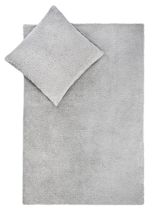 SCHLAFWOHL SILVER® Teddy Fleece Bettwäsche Set I Bettwäsche Winter I Warme Kuschel Bettwäsche I Deckenbezug 135x200 cm + Kissenbezug 80x80 cm I Farbe: Grau... 135 x 200 + 80 x 80 cm