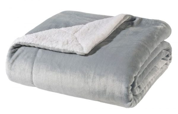 WOHNWOHL® Flauschige Sherpa Kuscheldecke • Mikrofaser Wohndecke • Fleecedecke als Sofaüberwurf • Sofadecke/Tagesdecke/Wohnzimmerdecke • Teddyfleece Decke für Bett und Sofa... Grau