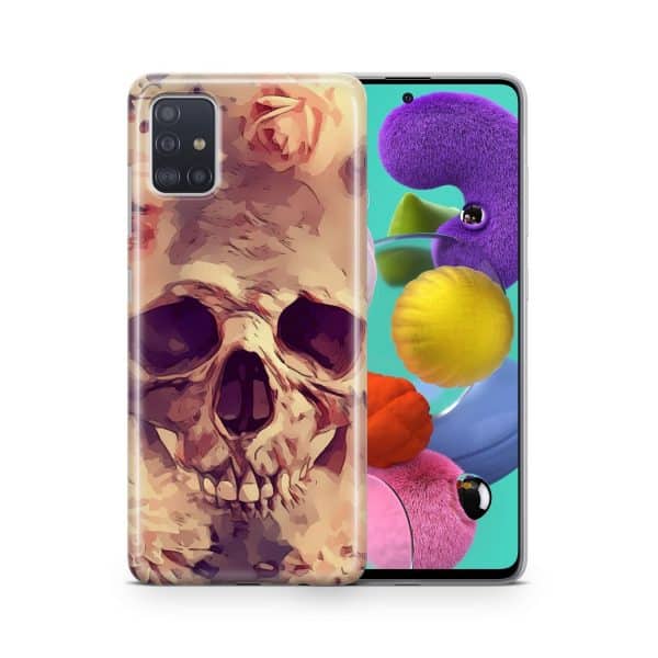 Schutzhülle für ZTE Blade A51 Motiv Handy Hülle Silikon Tasche Case Cover Neu... Blumen Totenkopf