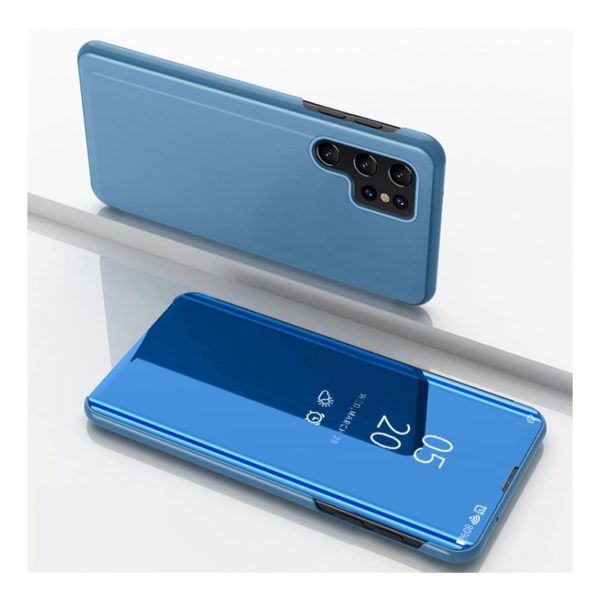 Handyhülle für Samsung Galaxy S22 Ultra 5G Schutzcase Klapptasche Mirror Cover... Blau