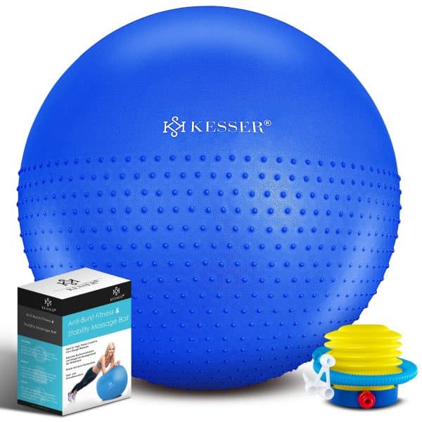 KESSER® Gymnastikball mit Luftpumpe Pumpe Massagenoppen  - Dicker Yogaball BPA-Frei   Sitzball Büro Anti-Burst als Fitness Yoga Core Büro-Stuhl als Fitness Kleingeräte