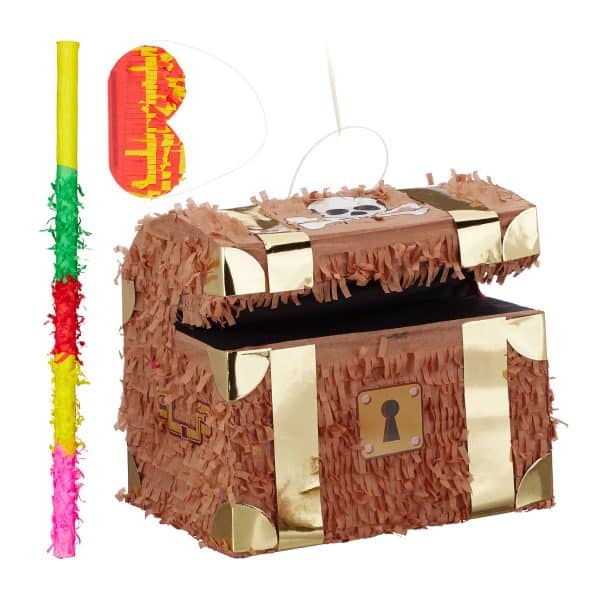 relaxdays 3-teiliges Pinata Set Schatzkiste