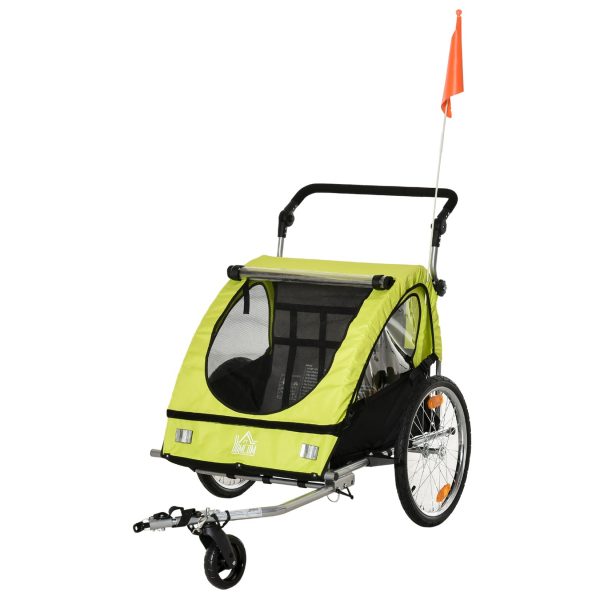 HOMCOM 2-in1 Fahrradanhänger mit Platz für 2 Kinder 160 x 84 x 106 cm (BxTxH)   Kinderanhänger Kinderjogger Kinderwagen Anhänger