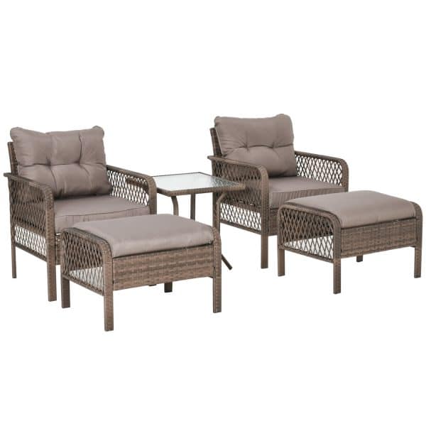 Outsunny Rattan Sitzgarnitur 5-teilig 65 x 55 x 75 cm(LxBxH)   Gartenset Gartenmöbel Rattanmöbel Rattanset