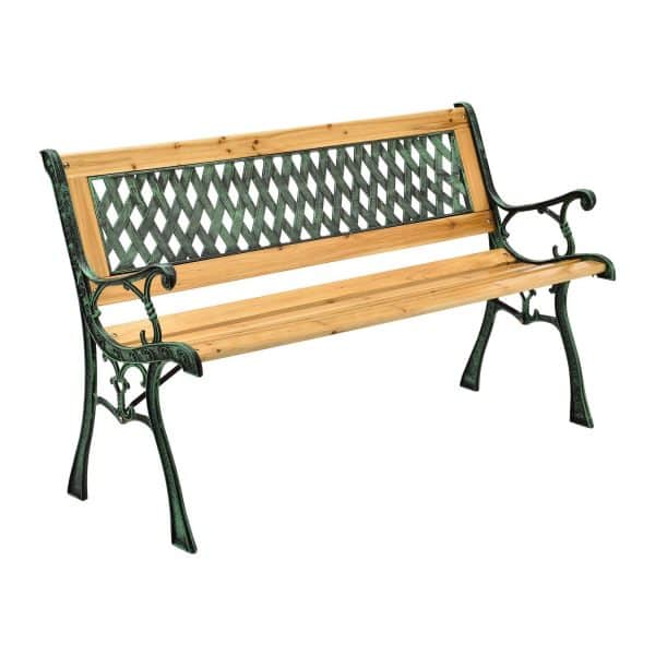 Juskys Gartenbank Pisa – 2-Sitzer Sitzbank mit Armlehnen & Rückenlehne – 122x54x73 cm