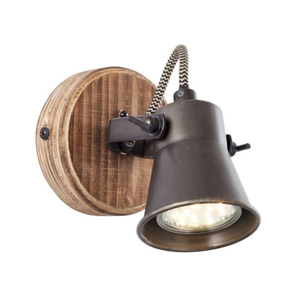 BRILLIANT Lampe Seed Wandspot schwarz stahl/holz hell   1x PAR51