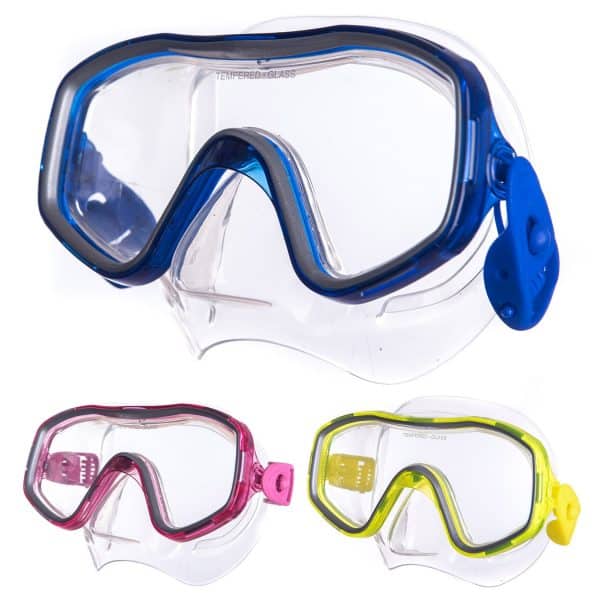 SALVAS Kinder Tauch Maske Smile Schnorchel Taucher Anti Schwimm Brille Silikon Farbe: gelb