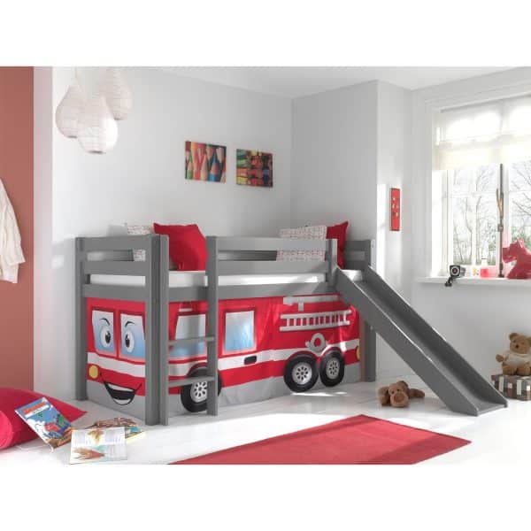 Spielbett Pino mit Rutsche und Textilset versch. Designs