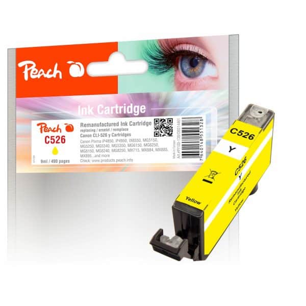 Peach C526Y Druckerpatrone XL ye ersetzt Canon CLI-526Y