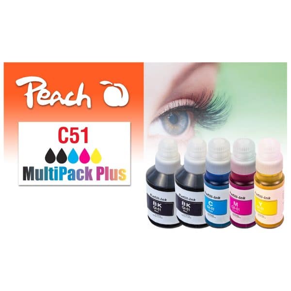 Peach C51 5 Druckerpatronen (2*bk