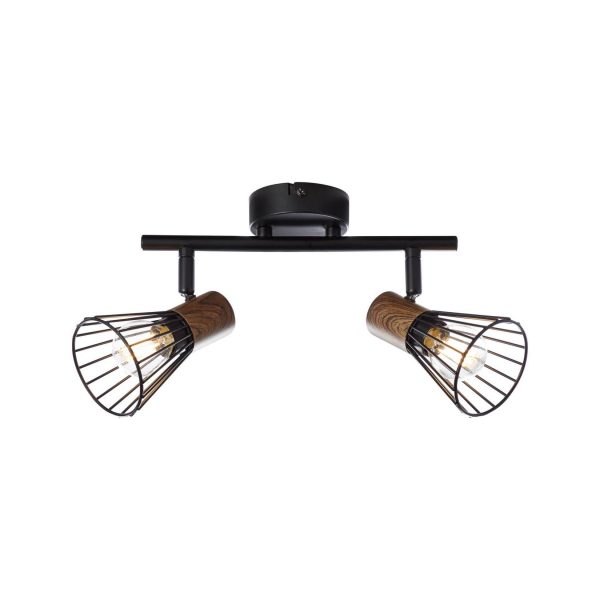 BRILLIANT Lampe Manama Spotrohr 2flg holz dunkel/schwarz matt   2x D45