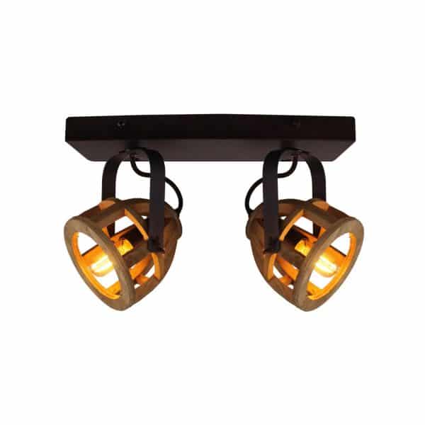 BRILLIANT Lampe Matrix Wood Spotbalken 2flg. schwarz/natur   2x D45