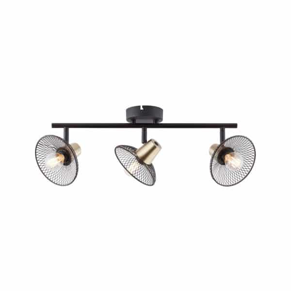 BRILLIANT Lampe Gordon Spotbalken 3flg. schwarz/messing   3x D45