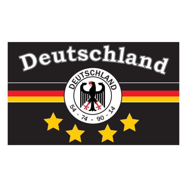 XXL Flagge DEUTSCHLAND  schwarz 4 STERNE 250 x 150 cm mit 3 Messingösen