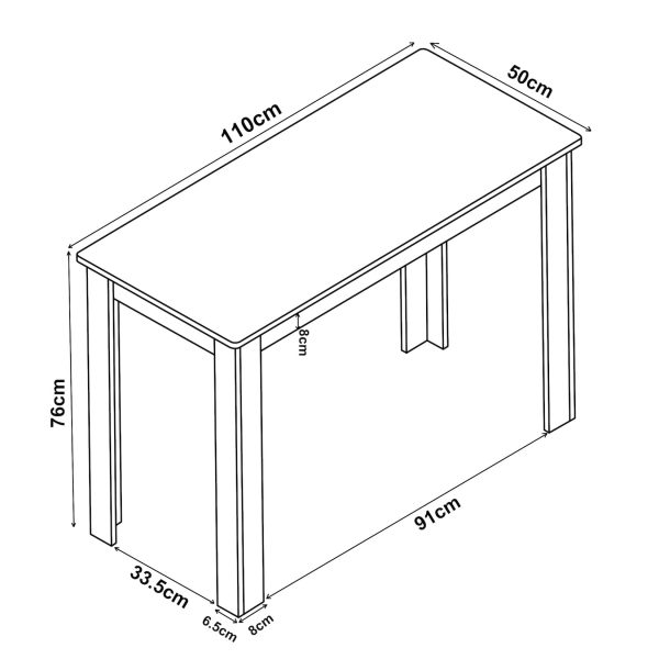 VCM Holz Esstisch Küchentisch Tisch Esal 76 x 110 x 50 cm