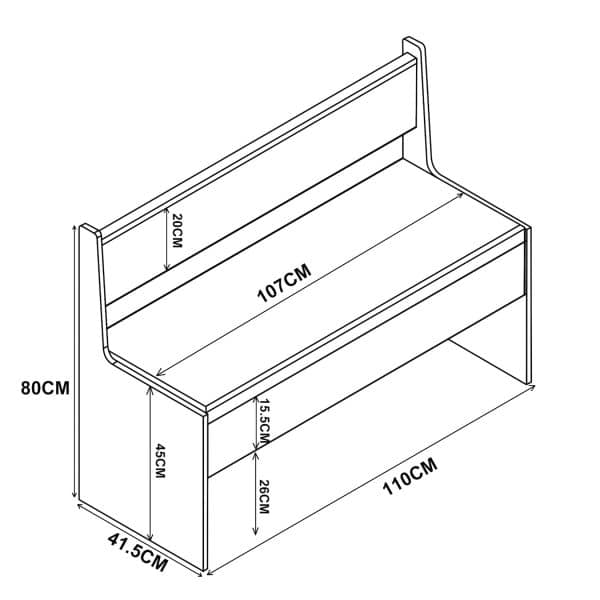 VCM Holz Eckbank Sitzbank Bank mit Truhe Esal 80 x 110 x 42 cm