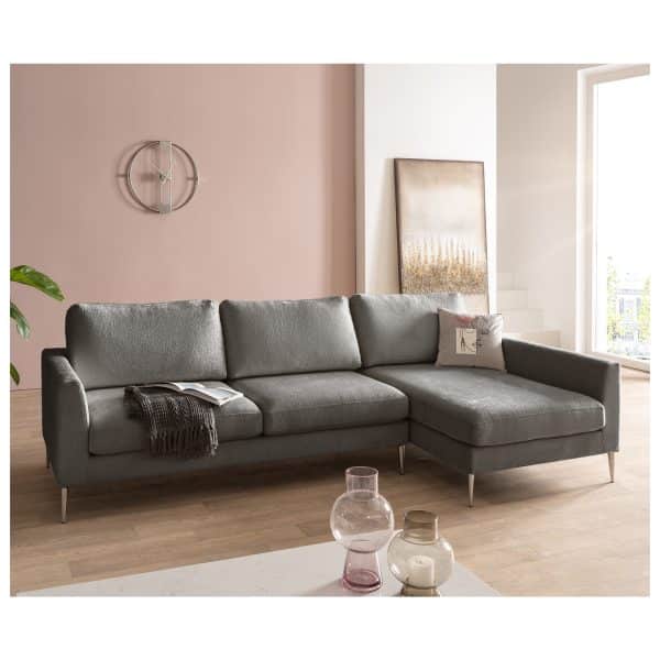 Eckcouch Marla ChenilleTaupe 285x140 cm Recamiere rechts Ecksofa