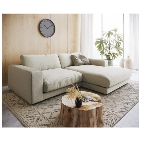 Eckcouch Cubico Strukturstoff Beige 250 x190 Recamiere rechts Ecksofa