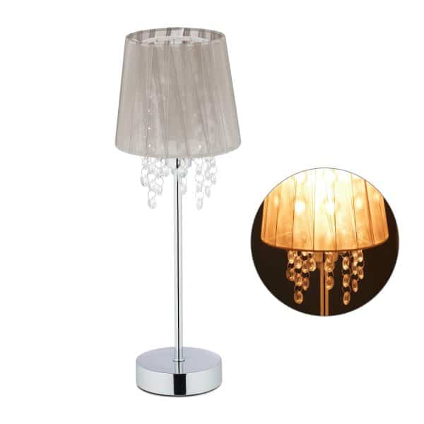 relaxdays Tischlampe Organza Kristall