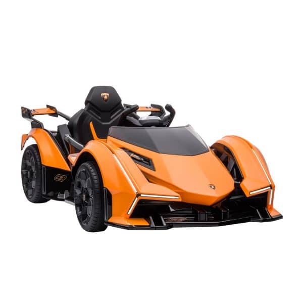 HOMCOM Kinder Elektroauto mit Licht und Soundfunktionen orange 117L x 66B x 50H cm   Elekrtoauto Kinderfahrzeug Musikplayer Kindersportwagen Spielzeug