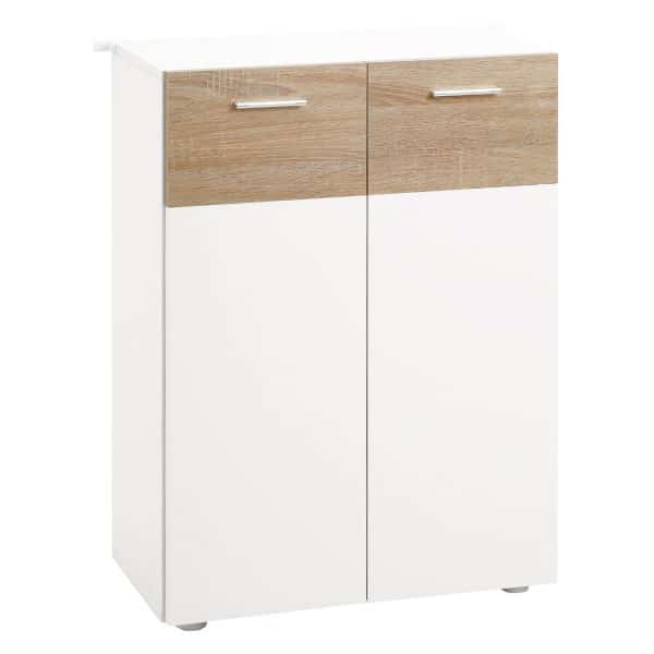 kleankin Badezimmerschrank mit 2 Türen weiß 60B x 30T x 85H cm   Küchenschrank Beistellschrank Weinregal Schrank Aufbewahrung