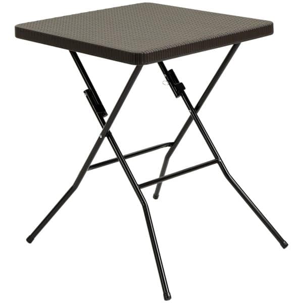 Outsunny Klapptisch in Rattan-Optik 60 x 60 x 74 cm (LxBxH)   Gartentisch Balkontisch Beistelltisch Campingtisch