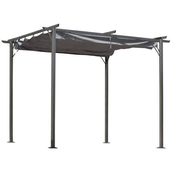 Outsunny Pergola mit Schiebedach per Seilzug 300 x 300 x 230 cm (LxBxH)   Cabrio-Pavillon Gartenpavillon Terrassenüberdachung