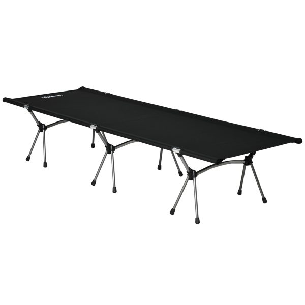 Outsunny Feldbett mit Tragetasche schwarz 190L x 65B x 38Hcm   campingbett klappbett aluminium campingbett faltbar klappbar