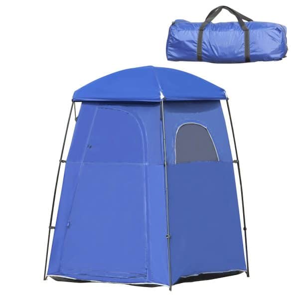 Outsunny Toilettenzelt mit Reißverschluss blau 167L x 167B x 218H cm   camping duschzelt umkleidezelt mit innentasche duschkabine