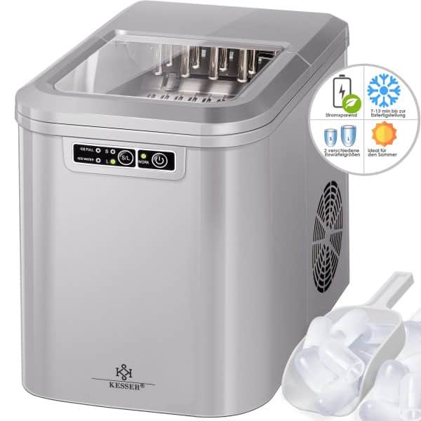 KESSER® Eiswürfelbereiter   Eiswürfelmaschine Edelstahl   Ice Maker   12 kg 24 h    Zubereitung in 7 min   2