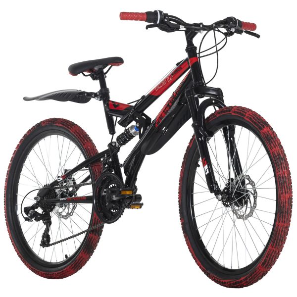 KS Cycling Mountainbike ATB Fully 24'' Crusher schwarz-rot