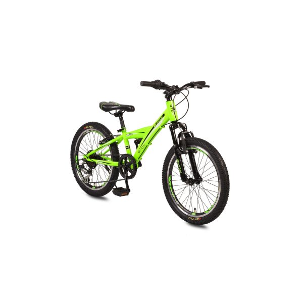 Byox Kinderfahrrad 20" Flash 6 Gänge Handbremse Stoßdämpfer Ständer ab 6 Jahren grün