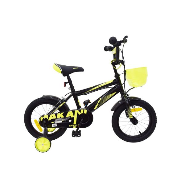 Makani Kinderfahrrad Diablo 16 Zoll Stützräder Klingel Frontkorb Metallrahmen schwarz