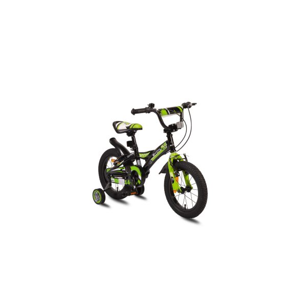 Byox Kinderfahrrad 14 Zoll Rapid V-Bremsen Klingel Sattel einstellbar Stützräder grün