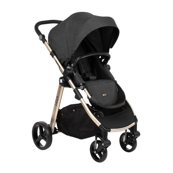 Kikkaboo Kinderwagen 3 in 1 Ugo Autositz Tragetasche Sportsitz Griff einstellbar schwarz