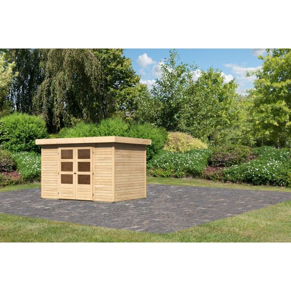 Karibu Gartenhaus "Calabar 4" SET naturbelassen mit Boden und Dachfolie