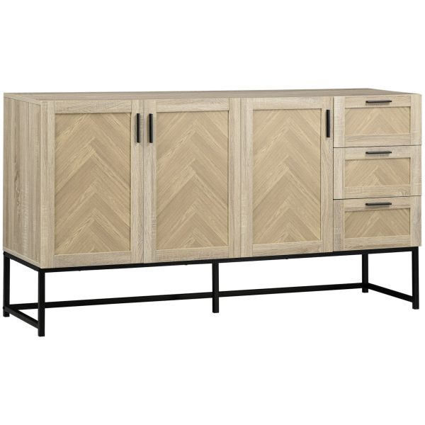 HOMCOM Sideboard mit Schrank natur 156L x 43