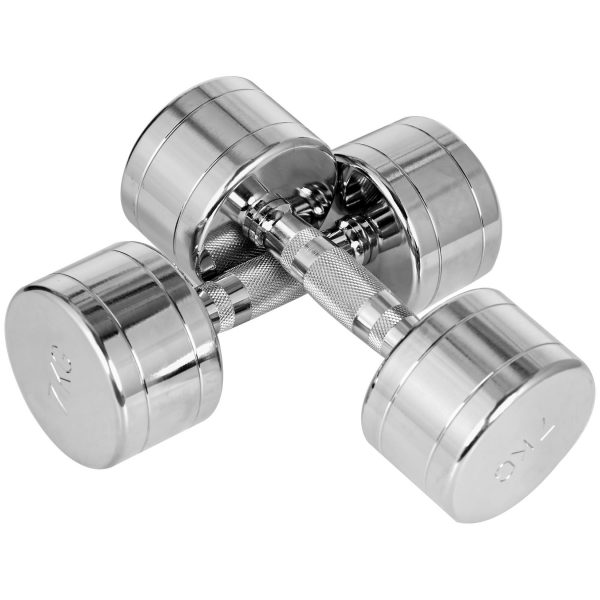 HOMCOM Kurzhantel-Set mit gerändeltem Griff silber 24L x 9B x 9Hcm   kurzhanteln  hanteln 2er-set  2 x 7 kg hanteln set  fitness hanteln