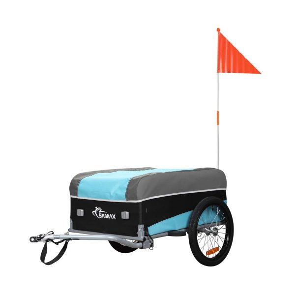 SAMAX Lastenanhänger / Fahrradanhänger für 40 Kg / 120 Liter in Blau / Grau - Sport Edition