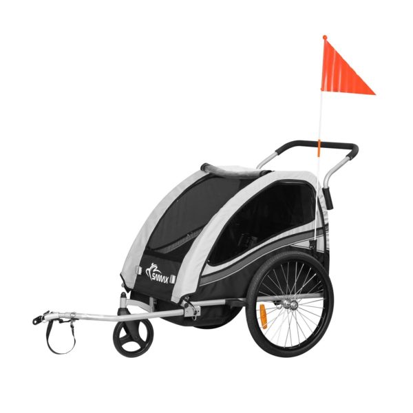 SAMAX 360° drehbarer Fahrradanhänger 2in1 Jogger - in Grau - Black Edition