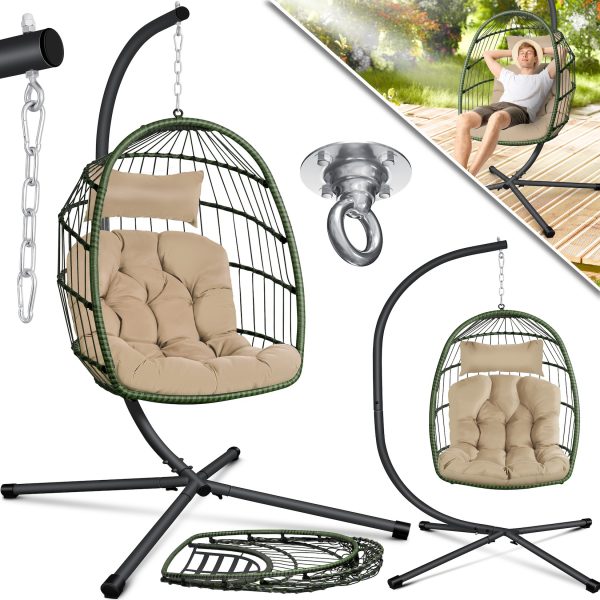 KESSER® Hängesessel Jungle mit Gestell Stahl Hängekorb Sessel Inkl. Großen Kissen + Decken Halterung - Hängeschaukel Hängesitz Indoor - Outdoor Schaukel Hängestuhl für Kinder und Erwachsene