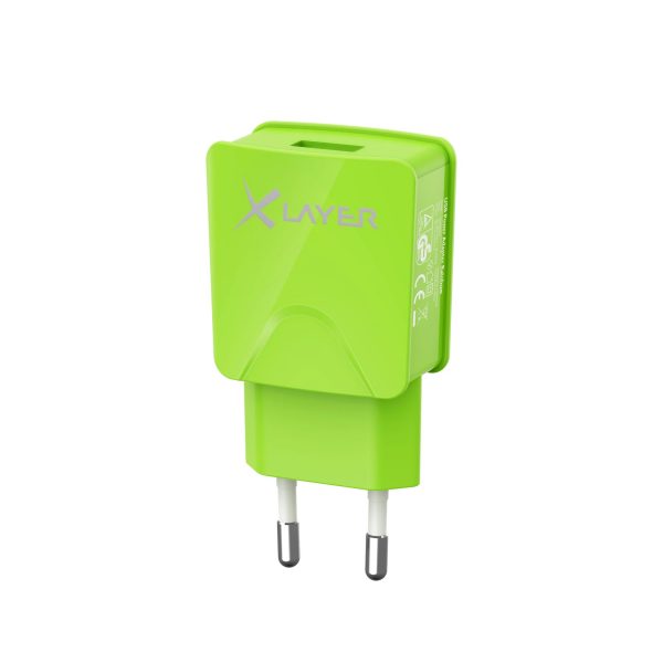 Ladegerät XLayer Colour Line USB Netzteil 2.1A Green