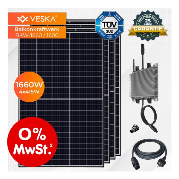 1660W / 1600 W Balkonkraftwerk Photovoltaik Solaranlage WIFI Smart