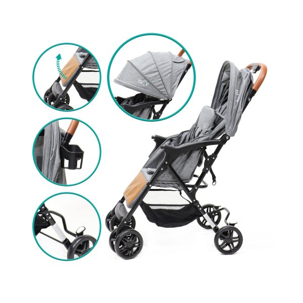 Blijr Mimi Kinderwagen Buggy in Grau mit Sitzsack