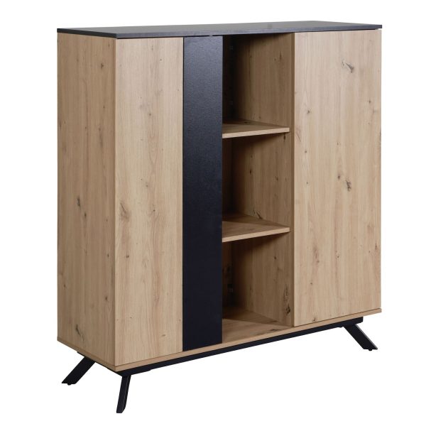 Highboard FineBuy Sideboard 110x125x40 cm MDF Eiche Dekor Kommode Anrichte