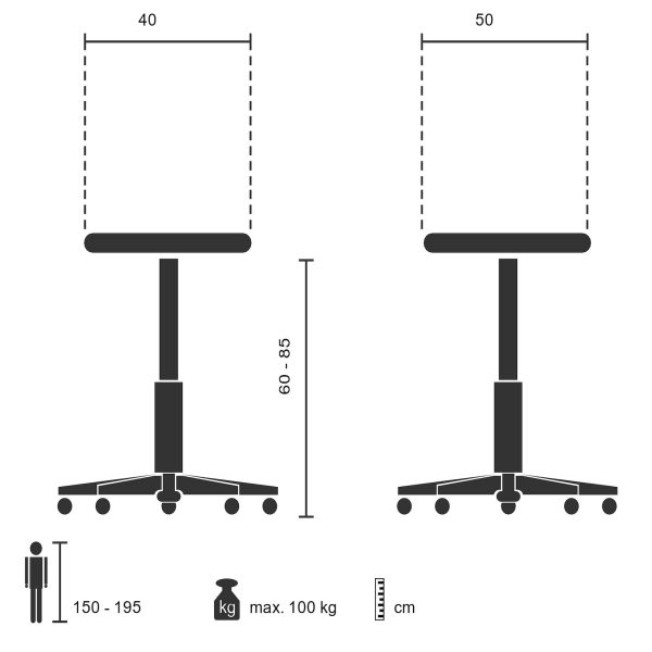 Arbeitsstuhl Arbeitshocker WORK MF Stoff ohne Armlehnen hjh OFFICE