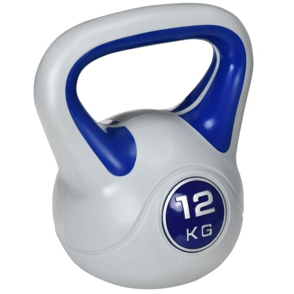 SPORTNOW Kettlebell mit Griff blau 24L x 17B x 28H cm   kettlebell 12 kg  kugelhantel  schwunghantel  gewichtkugel