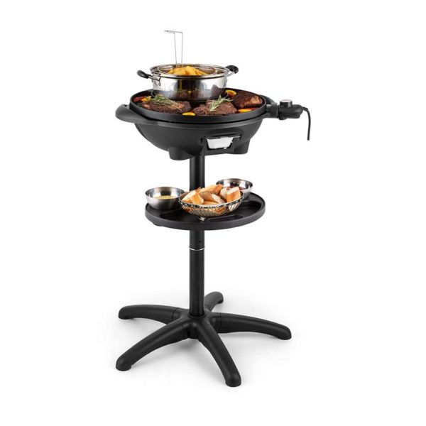 Grillpot Elektrogrill 1600W Standgrill Tischgrill 40cm Grill Gusseisen