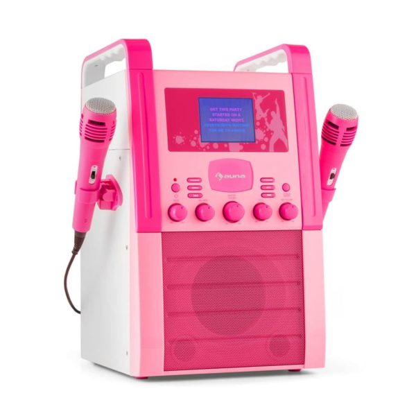 KA8P-V2 PK Karaokeanlage CD-Player AUX 2 x Mikrofon pink