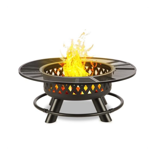 Rosario 3-in-1-Feuerschale Ø120cm   70cm Grill   Tischplatte Stahl